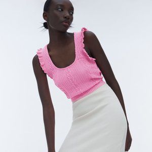 ZARA RUFFLED CABLE KNIT TOP- SALE